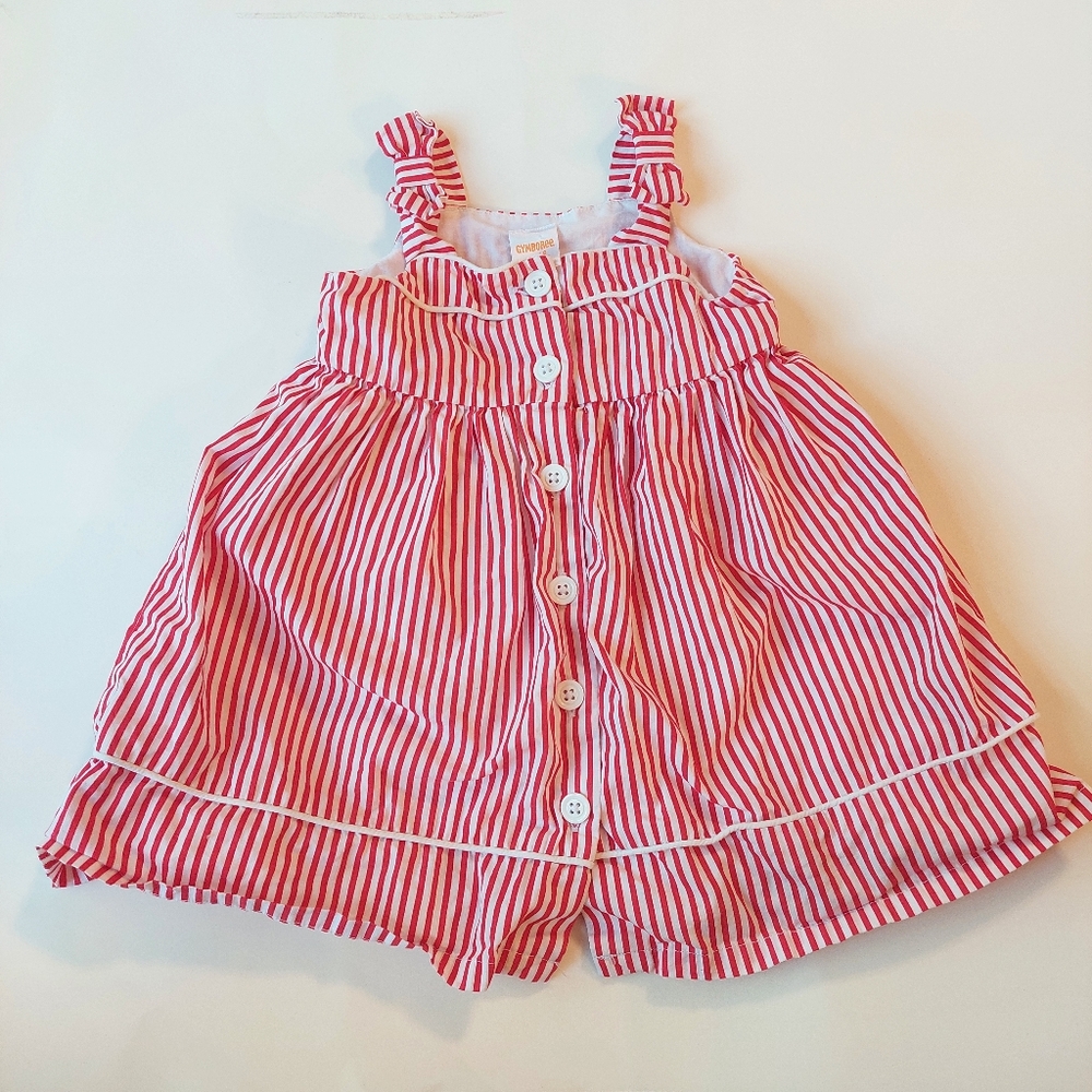 Gymboree Red & White Striped Baby Girl Dress 12–18M Summer Cotton Cute